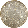 5' Round Grey Floral Vine Wool Indoor Area Rug