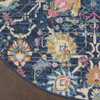 5' Navy Blue Round Floral Power Loom Area Rug