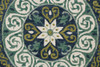 5' Round Blue and Green Ornate Medallion Area Rug