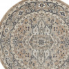 5' x 5' Beige and Grey Round Oriental Power Loom Non Skid Area Rug