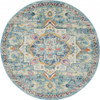 5' Blue and Ivory Round Dhurrie Area Rug