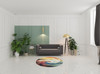 5' x 5' Wave Round Abstract Power Loom Non Skid Area Rug