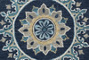 5' Round Blue Floral Medallion Area Rug