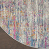 5' Pink and Ivory Round Abstract Power Loom Area Rug
