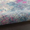 5' Blue and Pink Round Abstract Power Loom Area Rug
