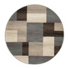 5' Round Grey-Brown Round Patchwork Power Loom Stain Resistant Area Rug