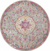 5' Pink and Gray Round Power Loom Area Rug