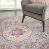 5' Pink and Gray Round Power Loom Area Rug