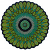 5' Round Green Peacock Feather Area Rug