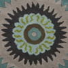 5' Round Green Peacock Feather Area Rug