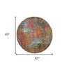 5' x 5' Sunset Round Abstract Power Loom Non Skid Area Rug