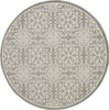 5' Gray Round Floral Power Loom Polypropylene Area Rug