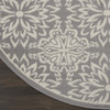 5' Gray Round Floral Power Loom Polypropylene Area Rug