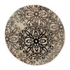 5' Round Tan Gray and Black Round Floral Medallion Stain Resistant Area Rug