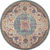 5' Pink and Green Round Dhurrie Area Rug