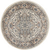 5' x 5' Ivory and Grey Round Oriental Non Skid Area Rug