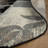 5' Beige and Black Round Floral Power Loom Distressed Area Rug