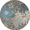 5' Blue and Gray Round Floral Power Loom Area Rug