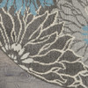 5' Blue and Gray Round Floral Power Loom Area Rug