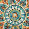 6' Blue and Green Round Wool Geometric Hand Tufted Area Rug