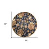 6' Navy Blue Round Wool Medallion Hand Tufted Area Rug