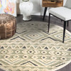 6' Round Cream Modern Geometric Area Rug