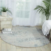 6' Blue Round Floral Power Loom Area Rug