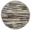 6' Gray and Brown Round Wool Hand Tufted Area Rug