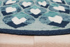 6' Blue & White Round Wool Hand Tufted Area Rug