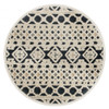 6' Blue and Ivory Round Wool Hand Tufted Area Rug