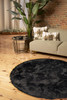 6' x 6' Grey Round Faux Fur Washable Non Skid Area Rug