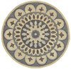 6' Gray Color Round Wool Geometric Hand Tufted Area Rug