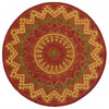 6' Round Orange Decorative Area Rug