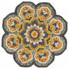 6' Gray Round Wool Geometric Hand-Tufted Area Rug