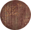 6' Brown Round Floral Power Loom Area Rug