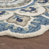 6' Blue and Green Round Wool Hand Tufted Area Rug