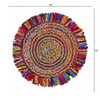 6' Multicolored Chindi and Natural Jute Fringed Round Rug