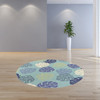 7' Round UV Treated Polypropylene Turquoise Area Rug