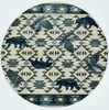 7' Round Ivory or Blue Geometric Lodge Pattern Indoor Area Rug