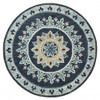 7' Round Blue Floral Medallion Area Rug