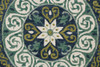 7' Round Blue and Green Ornate Medallion Area Rug