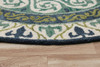 7' Round Blue and Green Ornate Medallion Area Rug