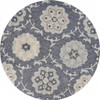 7' Blue and Gray Round Wool Hand Tufted Area Rug