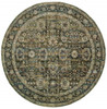 7' Round Green and Brown Floral Area Rug