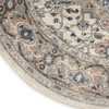 8' Ivory and Grey Round Oriental Power Loom Non Skid Area Rug