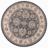 8' Gray and Ivory Round Floral Area Rug