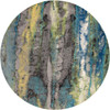 8' Blue Green and Taupe Round Stain Resistant Area Rug