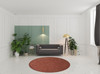 8' Orange and Red Round Wool Hand Woven Stain Resistant Area Rug