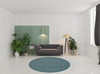 8' Blue and Green Round Wool Hand Woven Stain Resistant Area Rug