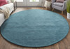 8' Blue and Green Round Wool Hand Woven Stain Resistant Area Rug